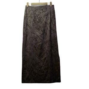 Vintage In Moda embroidered paisley maxi skirt whimsygoth dark fairy size 7